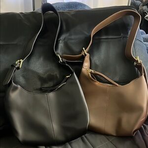 Elegant Black and Brown Leather Hobo Bags